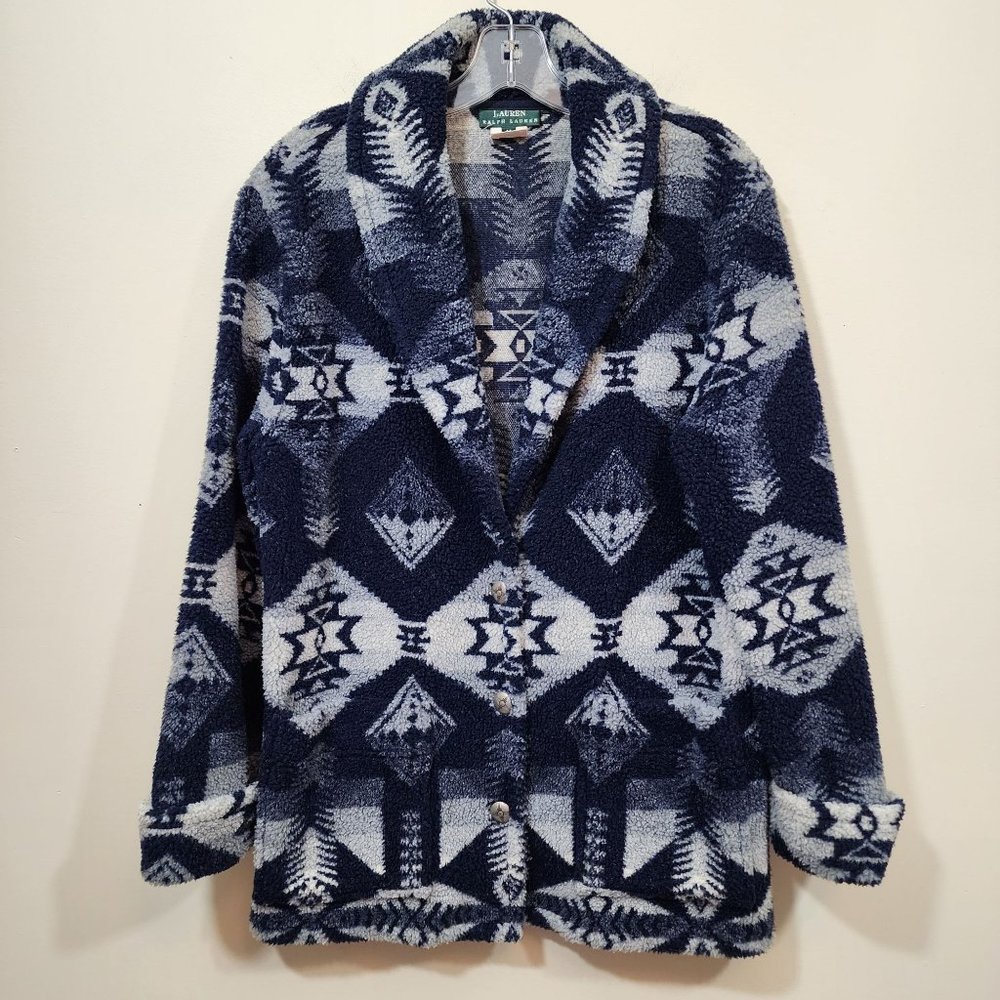 Vintage Lauren Ralph Lauren southwest print fleece button front jacket size M